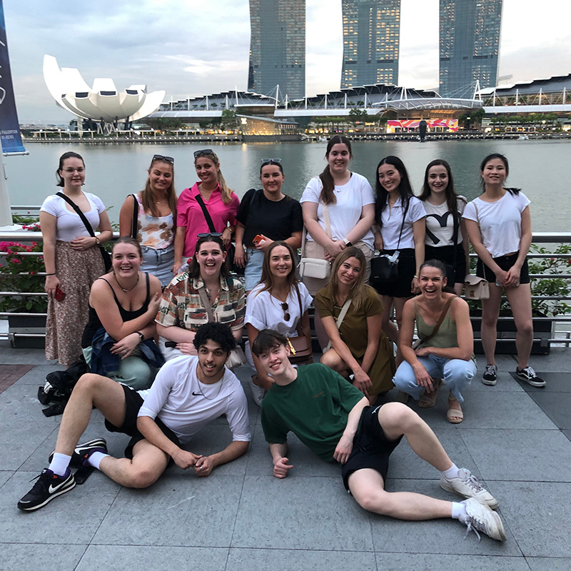 A group of business and hotel management students during their trip to Singapore