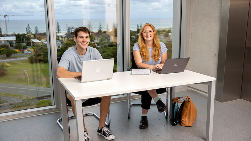 Students in study spot, Gold Coast campus
