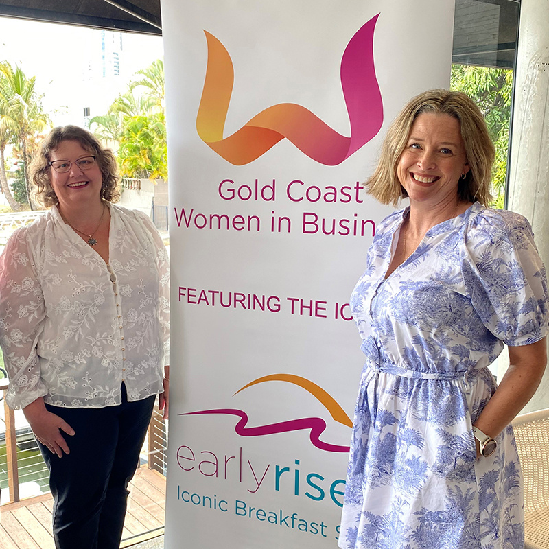 Lecturer Nicole Graham (left) and Partnerships Officer Jodie-Anne Mak at the Gold Coast Women in Business Fearless Females event