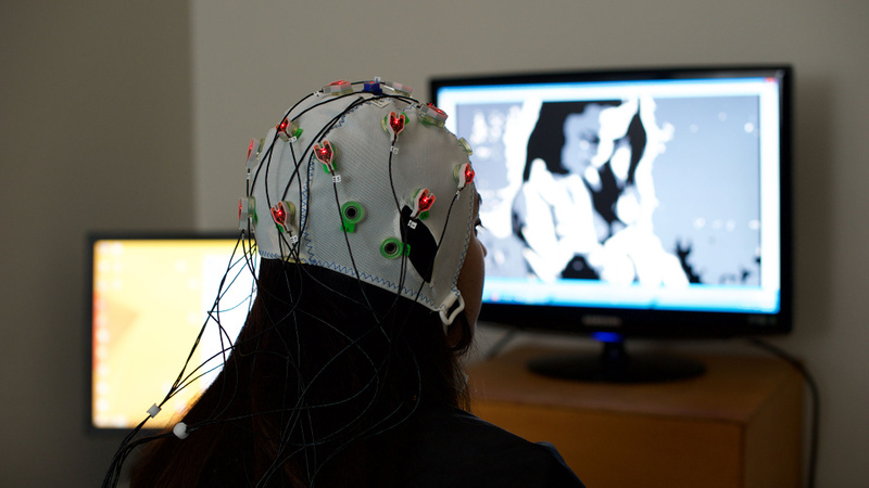 Patient undergoing EEG testing at Health Sciences building at Coffs Harbour campus
