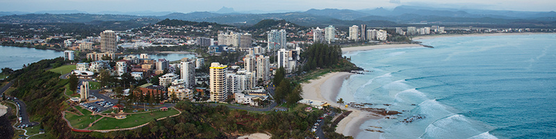 Study Abroad program image shows aerial view of the Gold Coast QLD Australia