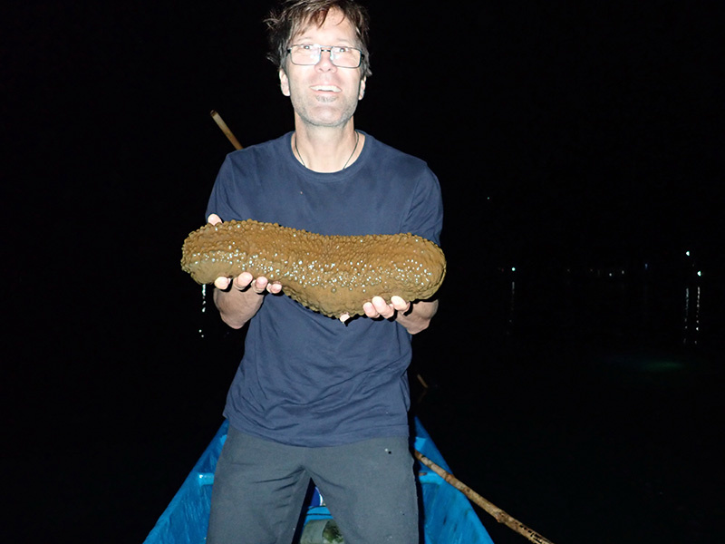 Dr Purcell with a large curryfish in Indonesia