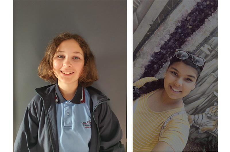 Two school students in separate images