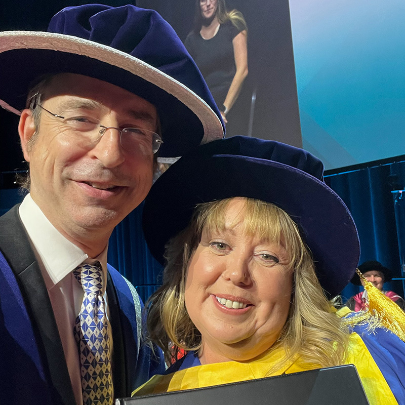 Vice Chancellor Professor Tyrone Carlin with Honorary Doctorate recipient Jennene Buckley