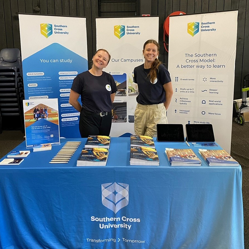 Two student ambassadors at the Gold Coast University Showcase 2023