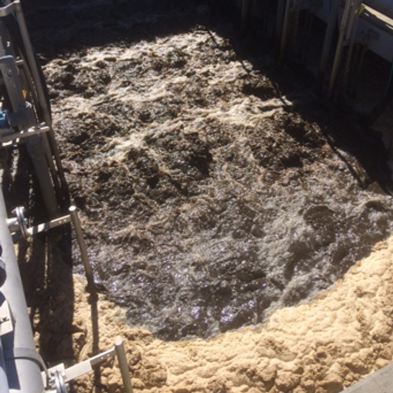 Wastewater at a treatment plant