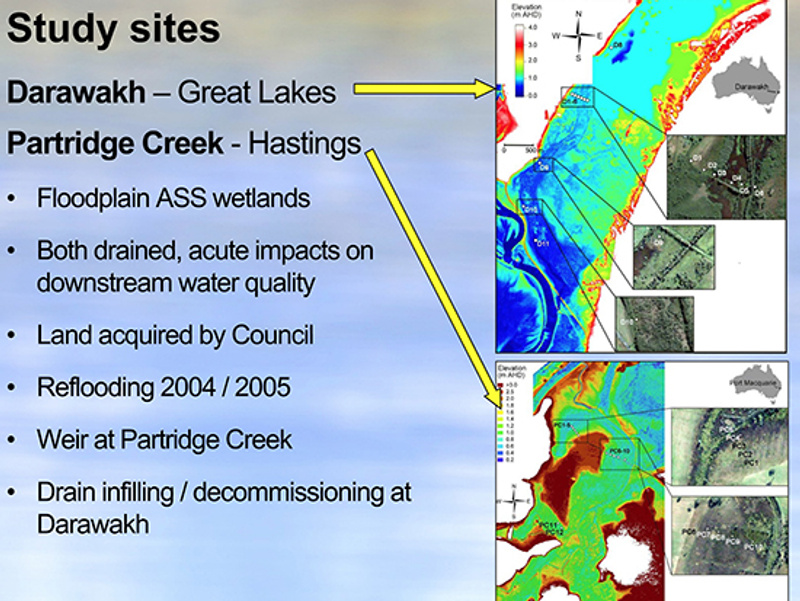 Slide 2: describing the two study sites at Darawakh and Partridge Creek