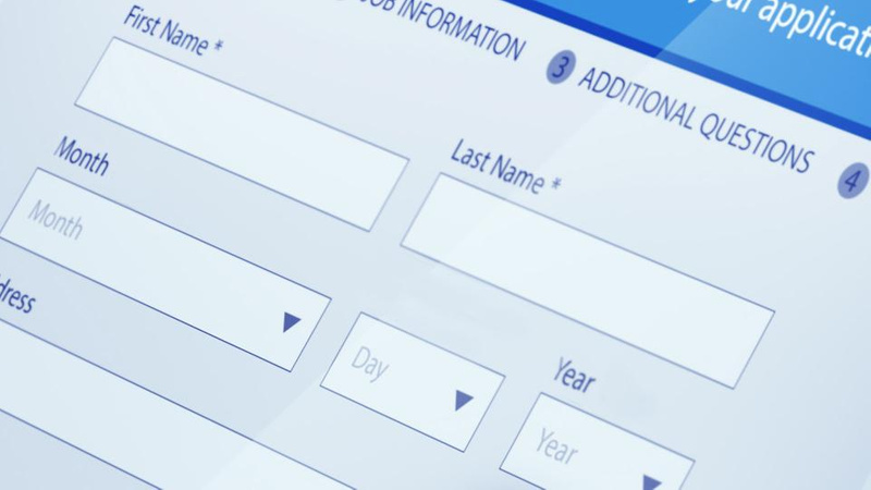 crop of online forms fields