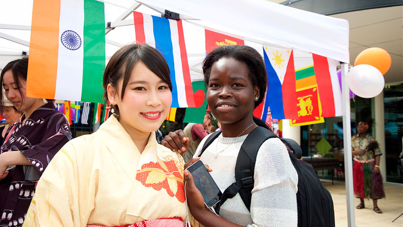 Two international students enjoying the Fusion Festival