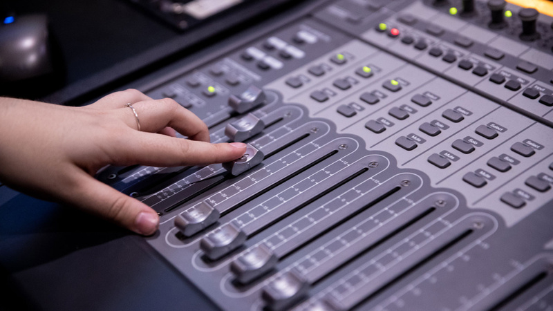 Close up of mixing desk